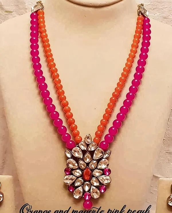 Pink_And_Orange_Jewellery_Set_Alloy_For_Women_Pack_Of_1