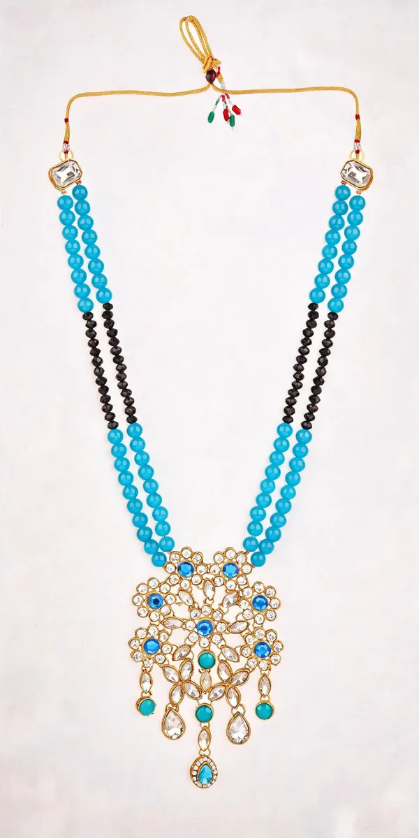Blue_And_Black_Layered_Necklace_Alloy_For_Unisex_Pack_Of_1