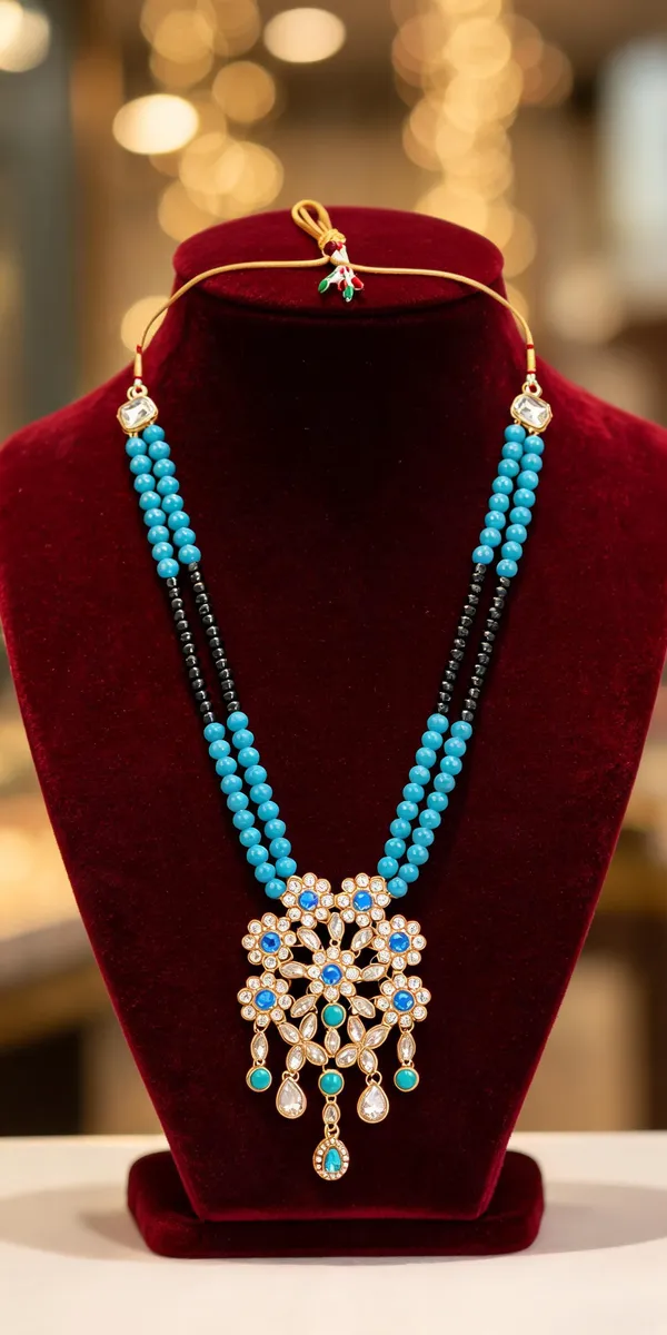 Blue_And_Black_Layered_Necklace_Alloy_For_Unisex_Pack_Of_1