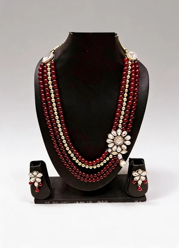 Maroon_And_Gold_Jewellery_Set_Alloy_For_Women_Pack_Of_1