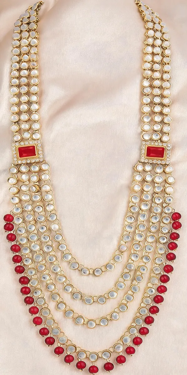 White_And_Red_Layered_Necklace_Alloy_For_Unisex_Pack_Of_1