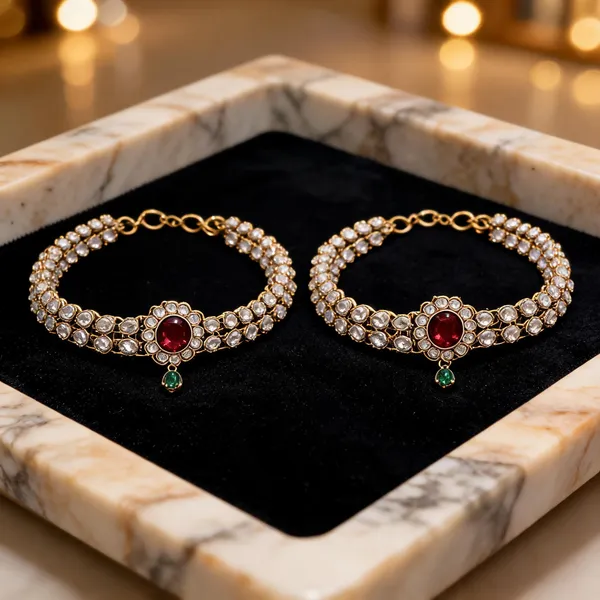 White_And_Maroon_Anklet_Alloy_For_Women_Pack_Of_1