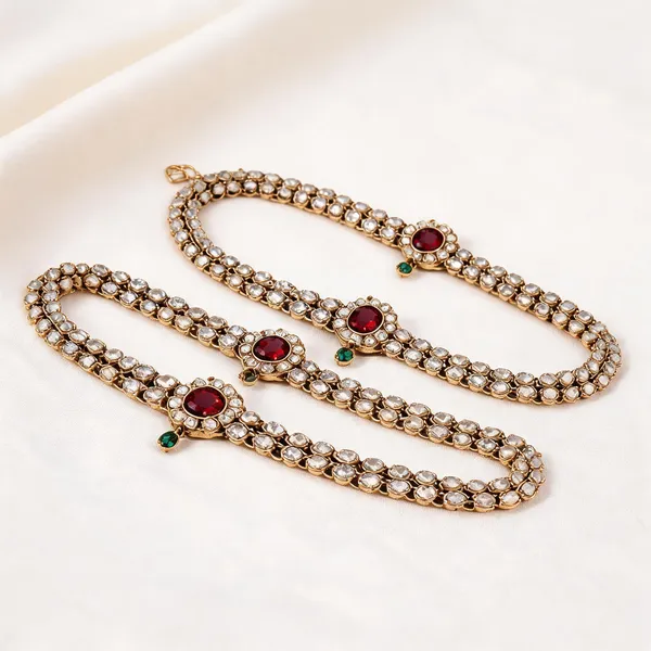 White_And_Maroon_Anklet_Alloy_For_Women_Pack_Of_1