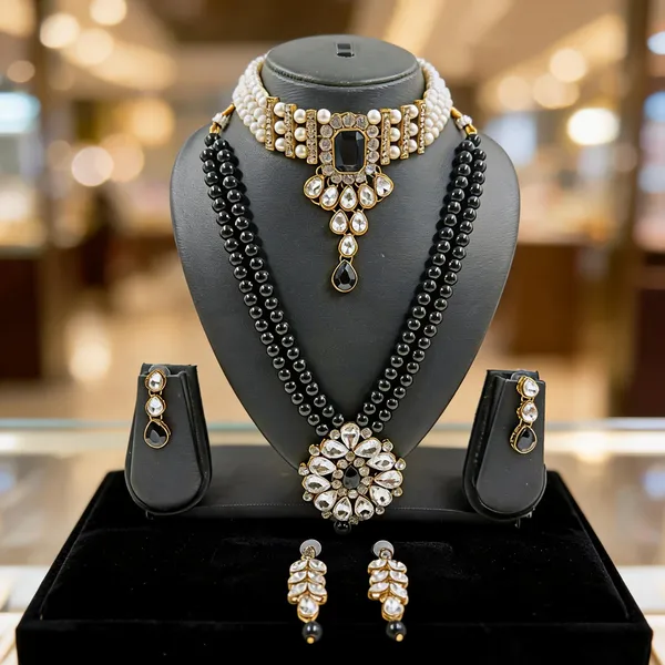 Black_And_White_Jewellery_Set_Alloy_For_Women_Pack_Of_1