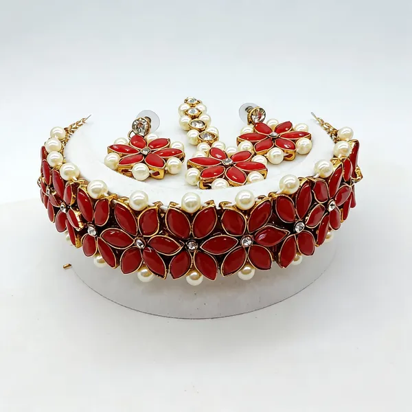Red_And_White_Jewellery_Set_Alloy_For_Women_Pack_Of_1
