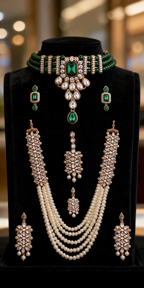 White_And_Green_Jewellery_Set_Alloy_For_Women_Pack_Of_1