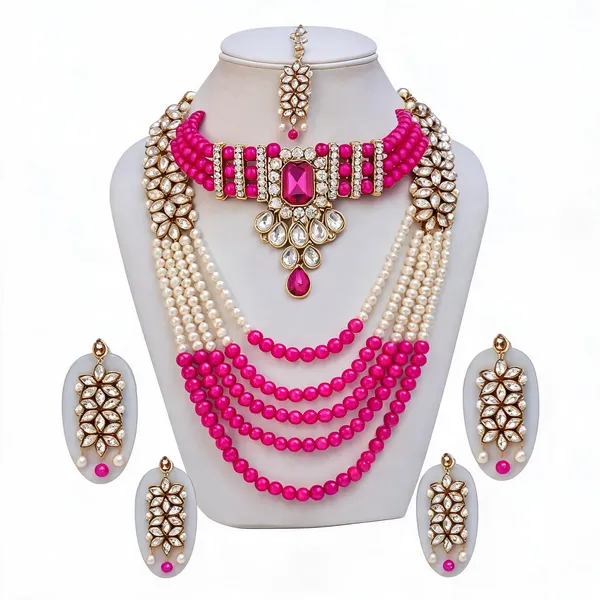 Pink_And_White_Jewellery_Set_Alloy_For_Women_Pack_Of_1