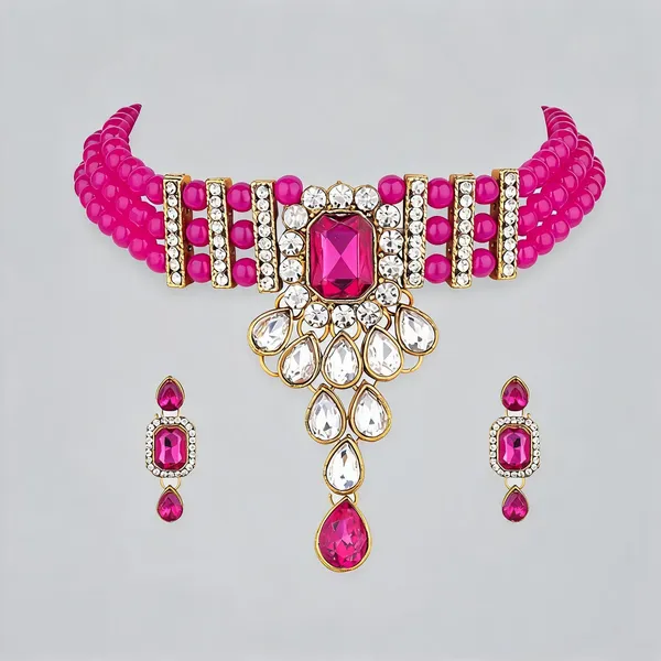 Pink_And_White_Jewellery_Set_Alloy_For_Women_Pack_Of_1