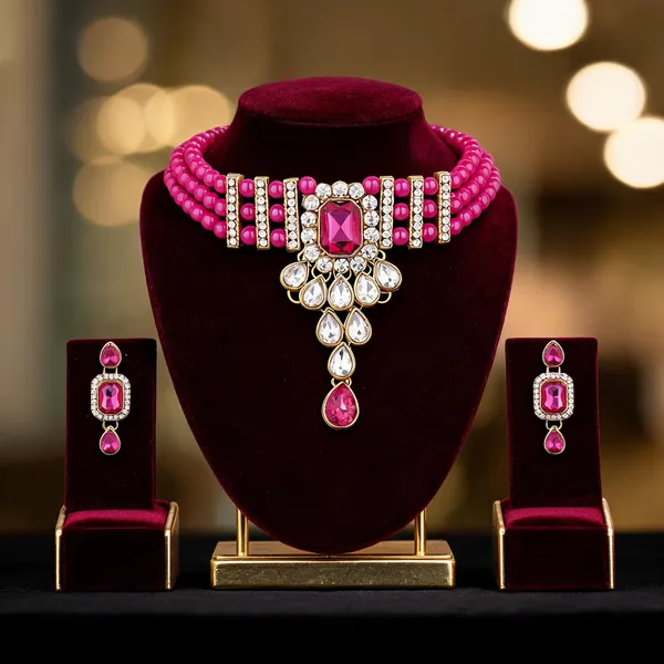 Pink_And_White_Jewellery_Set_Alloy_For_Women_Pack_Of_1