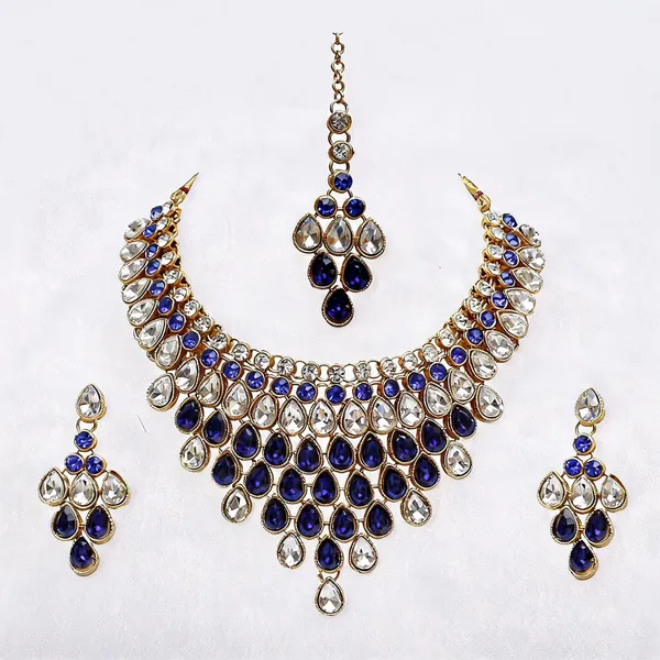 Blue_And_White_Jewellery_Set_Alloy_For_Women_Pack_Of_1
