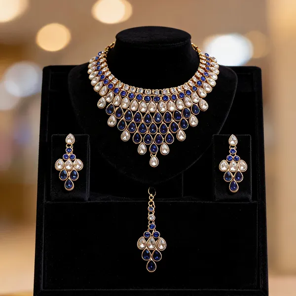 Blue_And_White_Jewellery_Set_Alloy_For_Women_Pack_Of_1