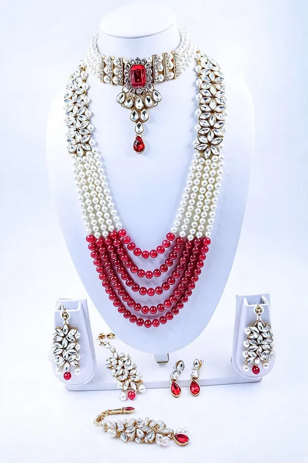 Red_And_White_Jewellery_Set_Alloy_For_Women_Pack_Of_1