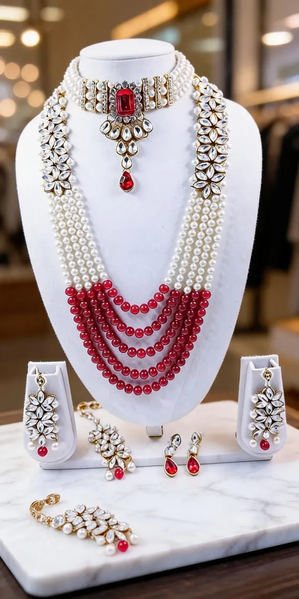 Red_And_White_Jewellery_Set_Alloy_For_Women_Pack_Of_1