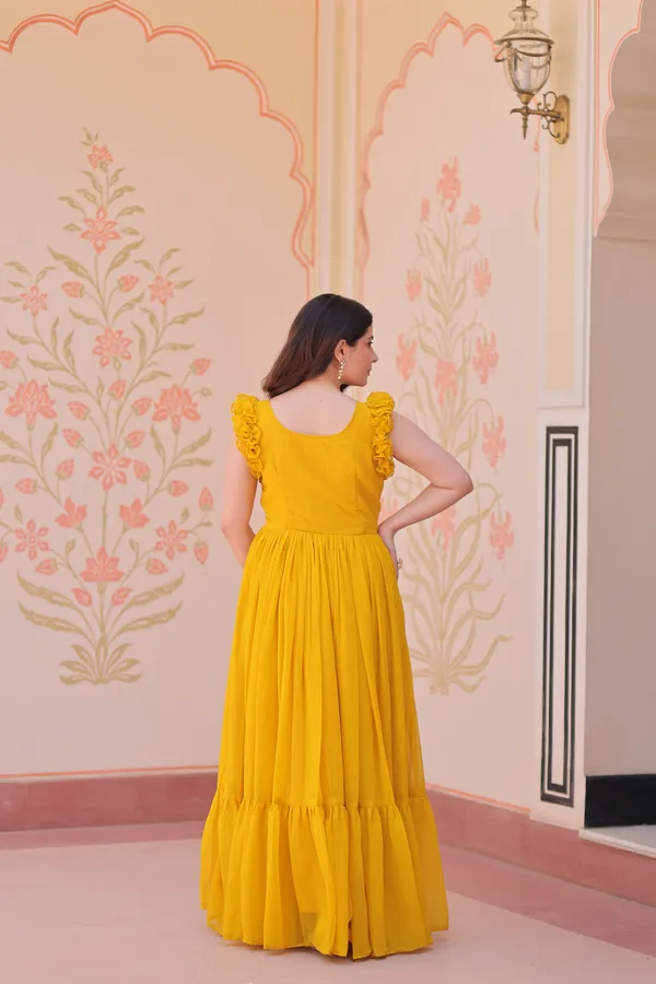 Bright_Yellow_Cotton_Embellished_Flared_Gown_For_Women