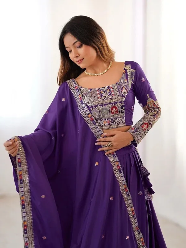 Purple_Cotton_Embroidered_Lehenga_Choli_Set_For_Women
