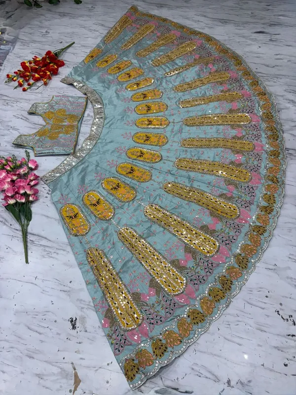 Sky_Blue_And_Yellow_Cotton_Embroidered_Lehenga_Choli_For_Women