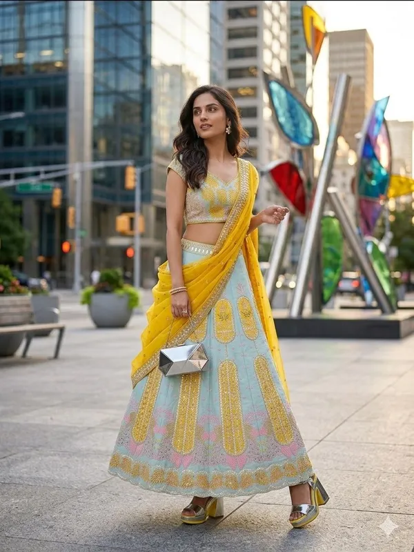 Sky_Blue_And_Yellow_Cotton_Embroidered_Lehenga_Choli_For_Women