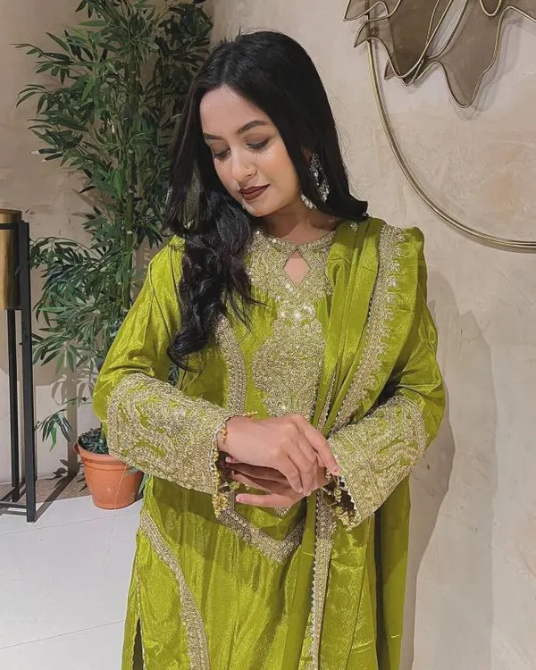Olive_Green_Cotton_Gota_Patti_Embroidered_Suit_Set_For_Women