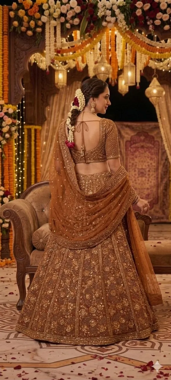 Brown_Golden_Cotton_Sequin_Embellished_Lehenga_Choli_For_Women