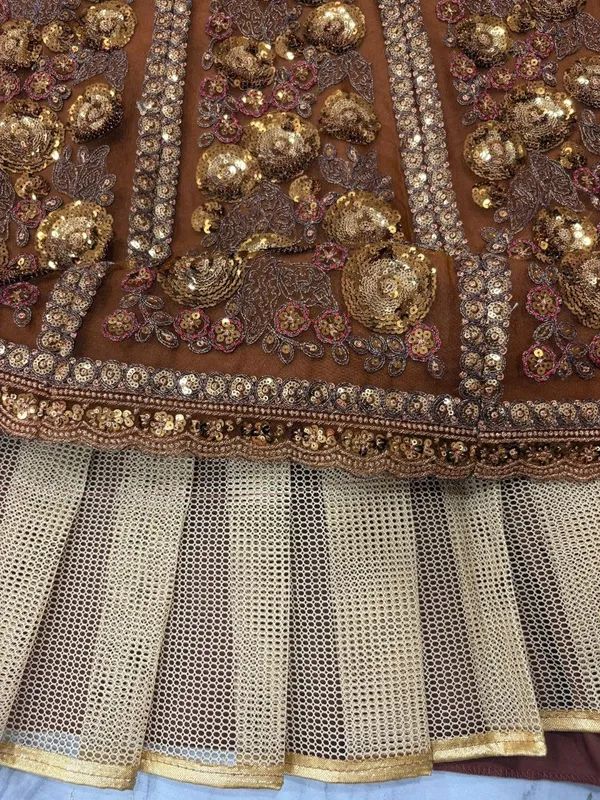 Brown_Golden_Cotton_Sequin_Embellished_Lehenga_Choli_For_Women