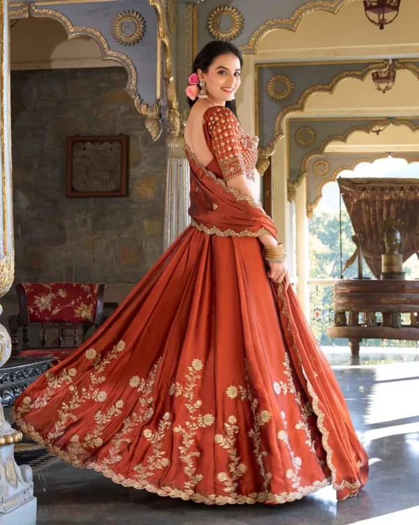 Rust_Orange_Cotton_Embroidered_Lehenga_Choli_For_Women