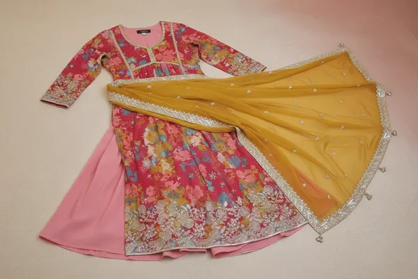 Yellow_Pink_Cotton_Embellished_Anarkali__Kurta_Set_For_Women