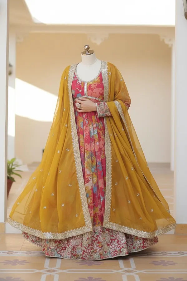 Yellow_Pink_Cotton_Embellished_Anarkali__Kurta_Set_For_Women