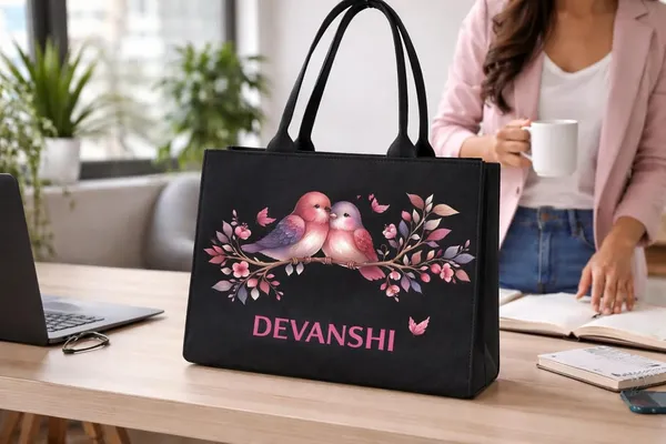 Black_Personalised_Floral_Tote_Bag_With_Laptop_Compartment