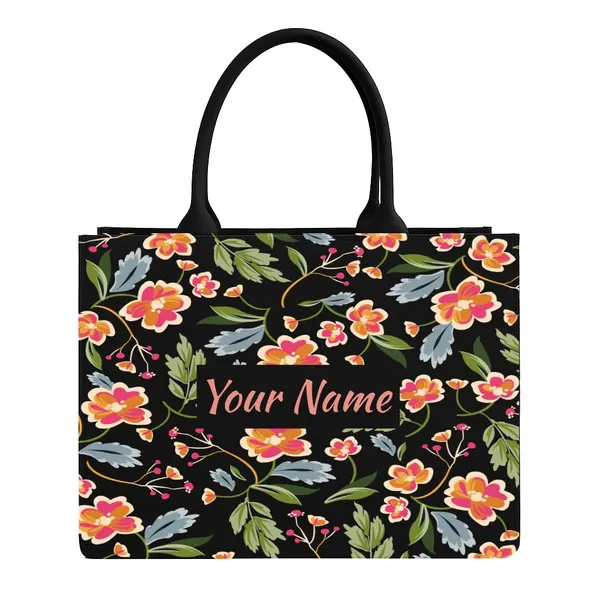 Black_Personalized_Floral_Tote_Bag_With_Laptop_Compartment