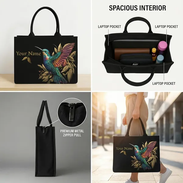 Black_Hummingbird_Print_Tote_Bag_For_Women