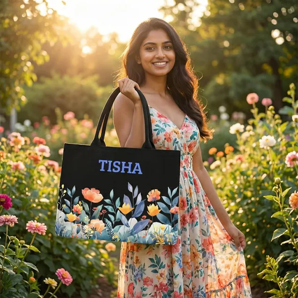 Black_Floral_Print_Tote_Bag_For_Women