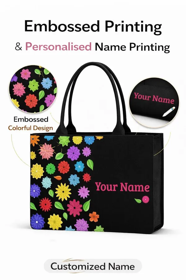 Black_Floral_Pattern_Tote_Bag_With_Name_Print