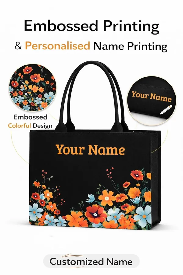 Black_Floral_Tote_Bag_With_Name_Print