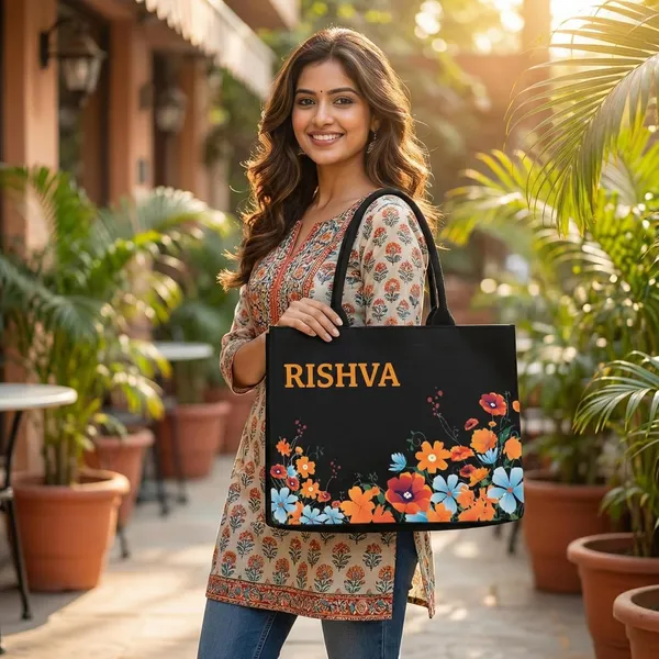 Black_Floral_Tote_Bag_With_Name_Print