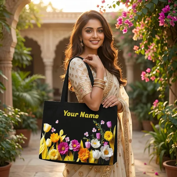 Black_Floral_Design_Tote_Bag_With_Laptop_Compartment