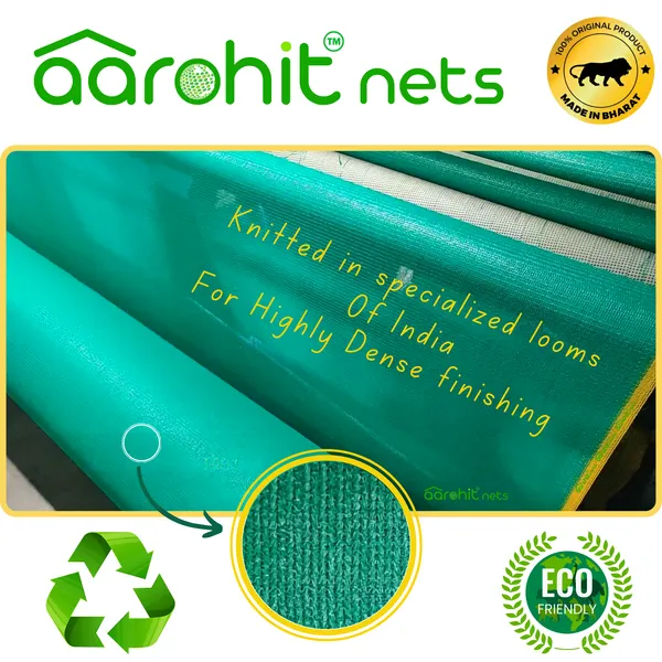 AAROHIT®_Nets_Green_Shade_Net_75%_UV_Sun_Protected_100GSM_for_Balcony,_Terrace,_Construction_Multipurpose_Agro_Green_Net_for_Garden,_Plants_&_Agriculture