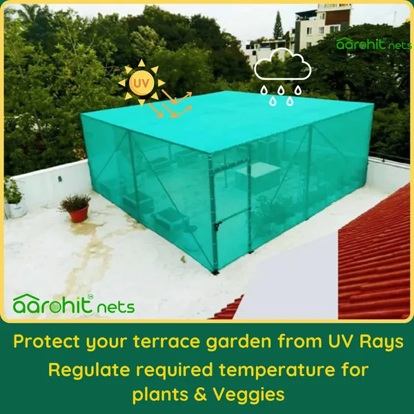 AAROHIT®_Nets_Green_Shade_Net_75%_UV_Sun_Protected_100GSM_for_Balcony,_Terrace,_Construction_Multipurpose_Agro_Green_Net_for_Garden,_Plants_&_Agriculture