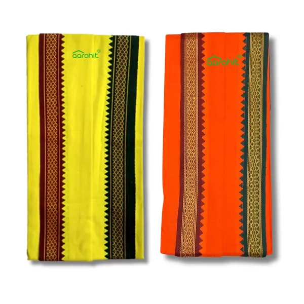 AAROHIT®_Pure_Soft_Cotton_Men_S_Ethnic_And_Traditional_Gamchha_Angochha_Lightweight_And_Unique_Design_Quick_Absorption_Gamcha_In_Orange_Yellow_Set_Of_2