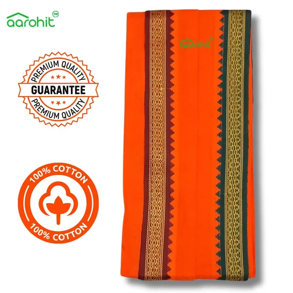 AAROHIT®_Pure_Soft_Cotton_Men_S_Ethnic_And_Traditional_Gamchha_Angochha_Lightweight_And_Unique_Design_Quick_Absorption_Gamcha_In_White_Orange_Gamcha_Set_Of_2