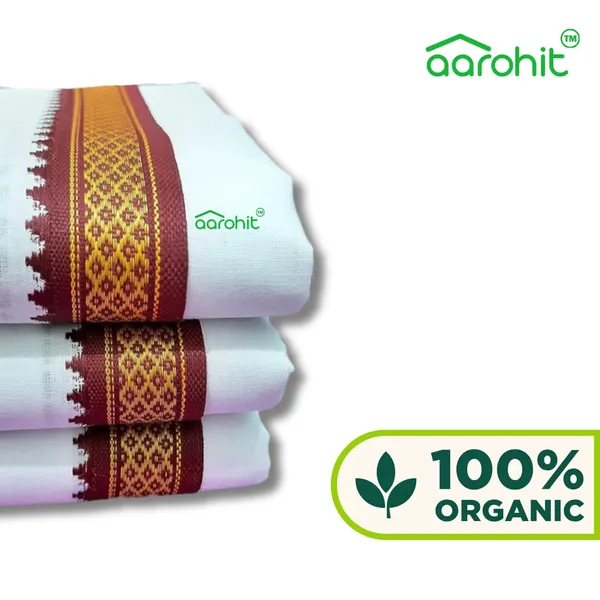 AAROHIT®_Pure_Soft_Cotton_Men_S_Ethnic_And_Traditional_Gamchha_Angochha_Lightweight_And_Unique_Design_Quick_Absorption_Gamcha_In_White_Orange_Gamcha_Set_Of_2