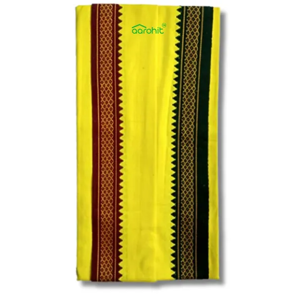 AAROHIT®_Pure_Soft_Cotton_Mens_Ethnic_And_Traditional_Gamchha_Angochha_Lightweight_Quick_Absorption_2m_-_YELLOW,_PACK_OF_2
