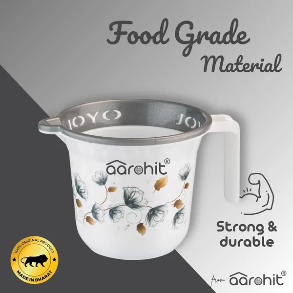 AAROHIT®_Modern_JOYO_Bucket_Set_for_Bathroom_Plastic_Bucket_with_Handle_Balti_for_Home_Bathing_Storage_Multipurpose_-_Grey