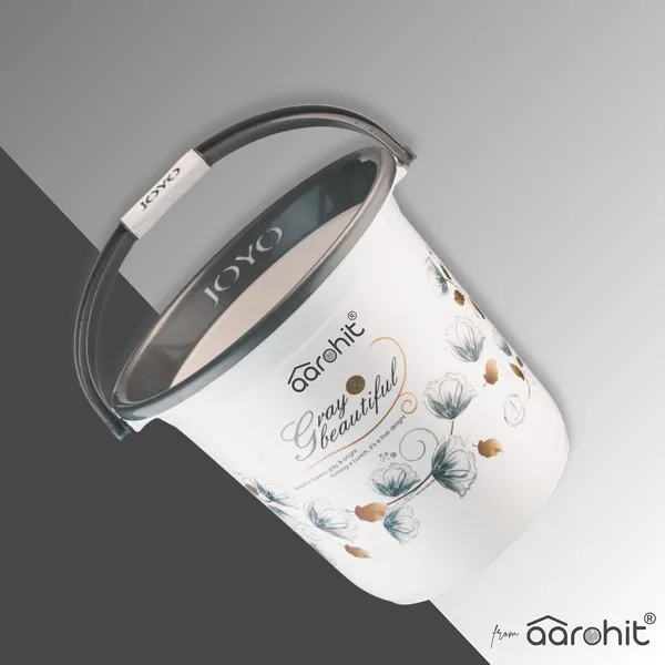 AAROHIT®_Modern_JOYO_Bucket_Set_for_Bathroom_Plastic_Bucket_with_Handle_Balti_for_Home_Bathing_Storage_Multipurpose_-_Grey