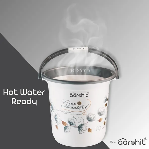 AAROHIT®_Modern_JOYO_Bucket_Set_for_Bathroom_Plastic_Bucket_with_Handle_Balti_for_Home_Bathing_Storage_Multipurpose_-_Grey