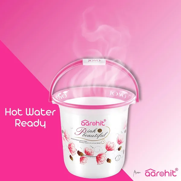 AAROHIT®_Modern_Joyo_Plastic_Bucket_Set_for_Bathroom_with_Handle_and_Mug_for_Home_Bathing_Storage_Multipurpose_-_Pink