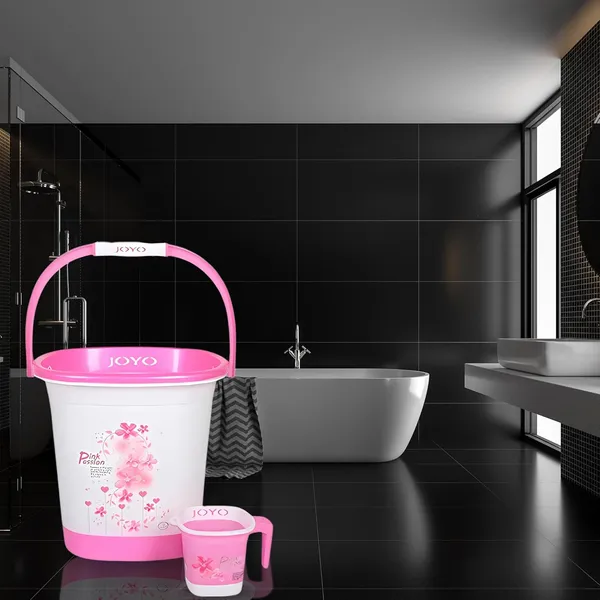 Joyo_Printed_Square_Bucket_Set_With_Mug_Pink
