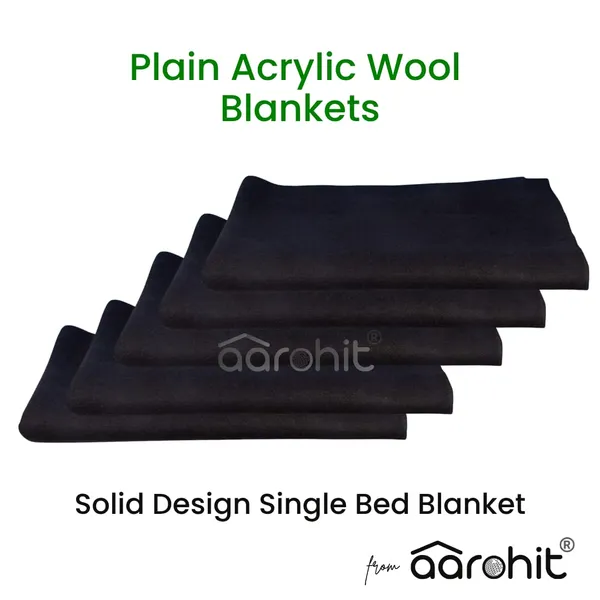 AAROHIT®_Plain_Acrylic_Wool_Gift_Blankets_For_Donation_Daan_Shani_Puja_Fauji_Single_Bed_Black_(225_X_150_cm)