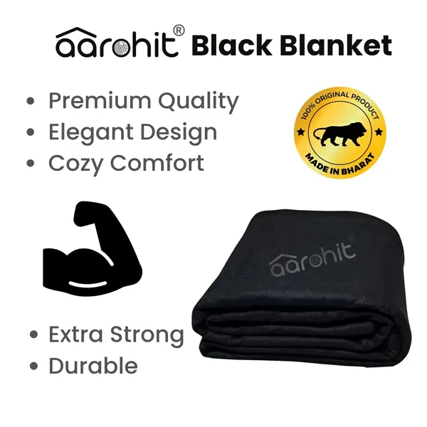 AAROHIT®_Plain_Acrylic_Wool_Gift_Blankets_For_Donation_Daan_Shani_Puja_Fauji_Single_Bed_Black_(225_X_150_cm)