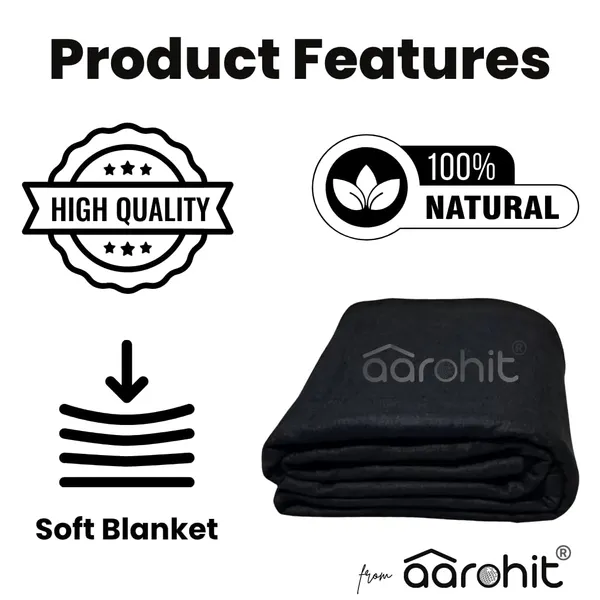 AAROHIT®_Plain_Acrylic_Wool_Gift_Blankets_For_Donation_Daan_Shani_Puja_Fauji_Single_Bed_Black_(225_X_150_cm)