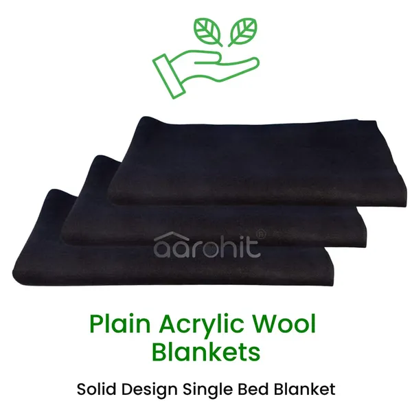 AAROHIT®_Plain_Acrylic_Wool_Gift_Blankets_For_Donation_Daan_Shani_Puja_Fauji_Single_Bed_Black_(225_X_150_cm)